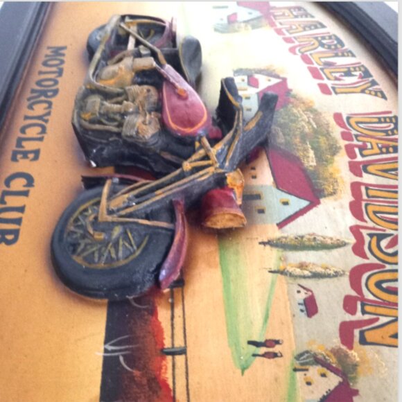 Harley-Davidson "Motorcycle Club" 3D Wooden Wall Plaque/ Hanging Man-cave 24X16 - Picture 13 of 16